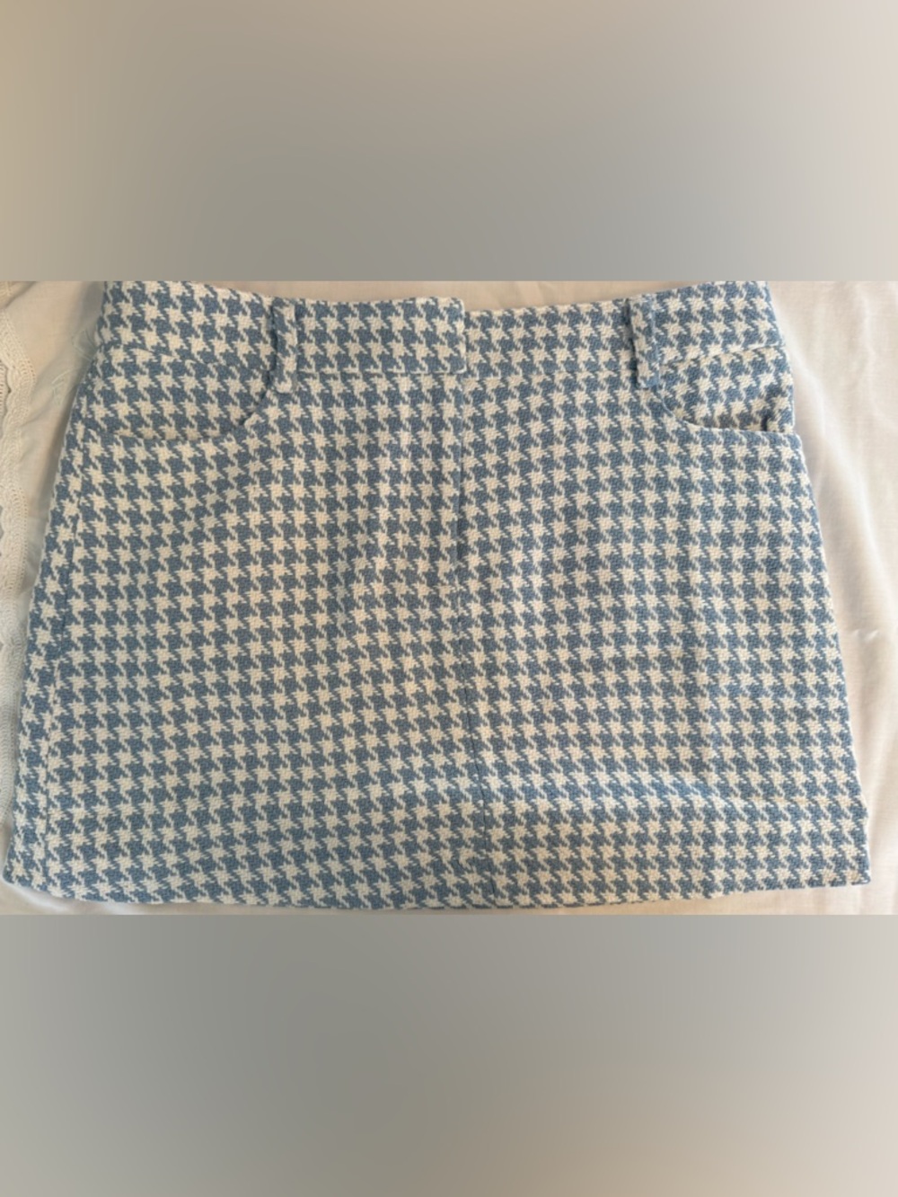 NWT Gabrielle Union Blue and White Houndstooth Skirt, Size XL